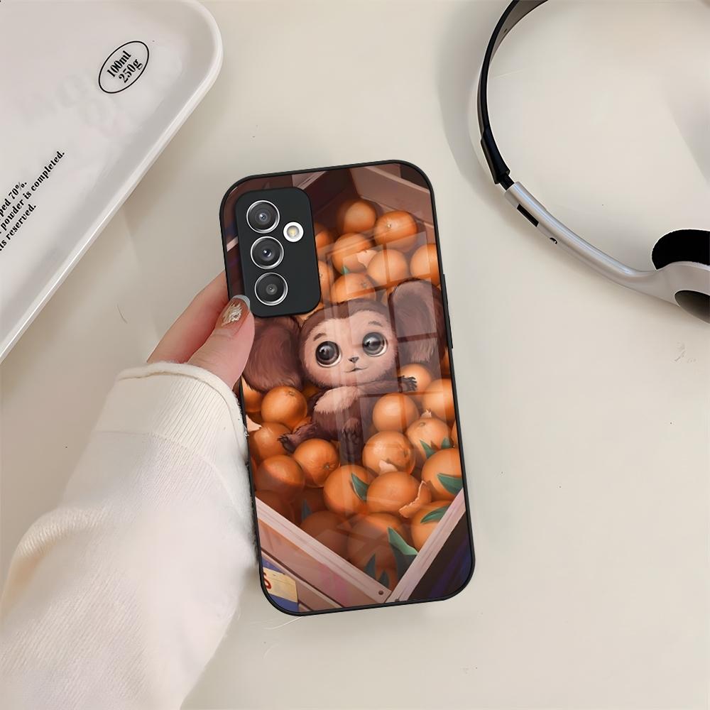Cheburashka Phone Case Glass For Samsung S24 S26 S23 S20 S25 S21 S22 Ultra Fe Plus A05 A06 A16 A26 A36 A56 Coque