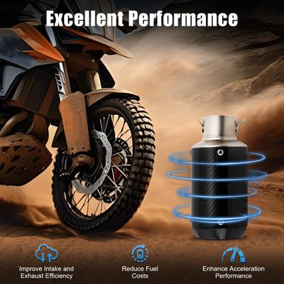 Tubo de Escape Universal para Motocicleta 2 Polegadas Silenciador Silenciador de Fibra de Carbono para Moto de Trilha Scooter ATV