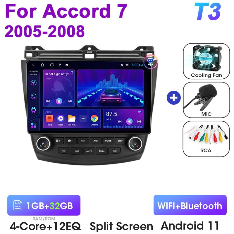 2 Din Android 12 Car Radio For Honda Accord 7 2005 - 2008 Multimedia Video Player GPS 4G WIFI Carplay Auto Stereo RDS Head Unit
