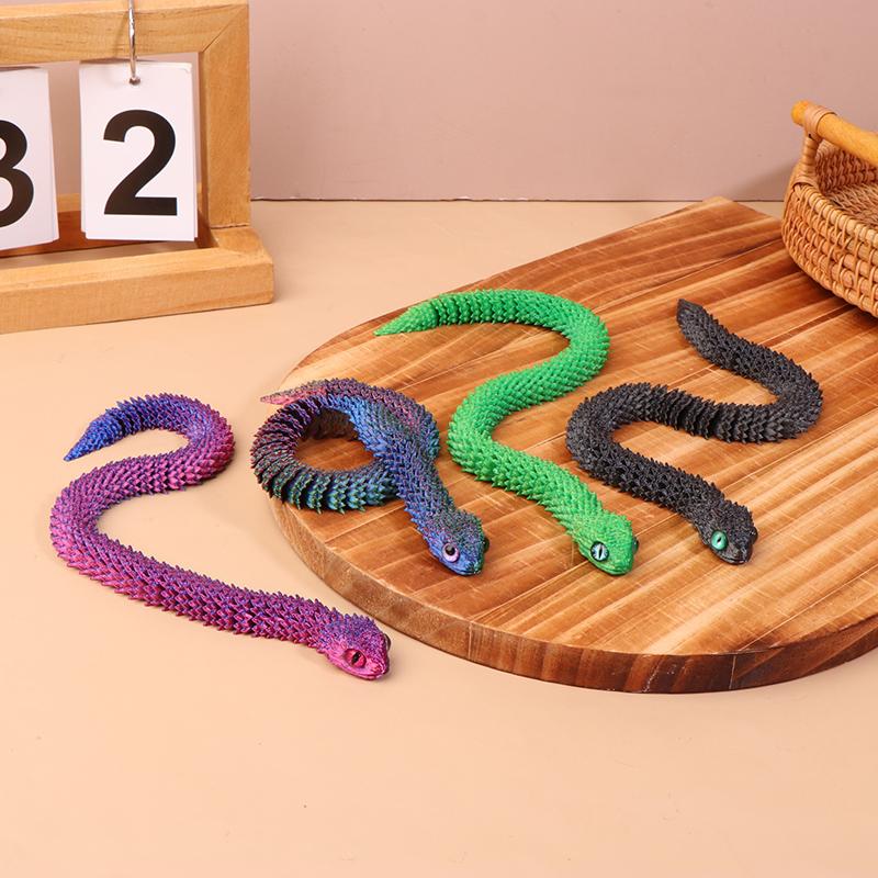 1PC Gifts For Children 3D Printed Snake Simulation Snake Figurine Flexible Joints Office Desk Toy Home Office Decor Ornament