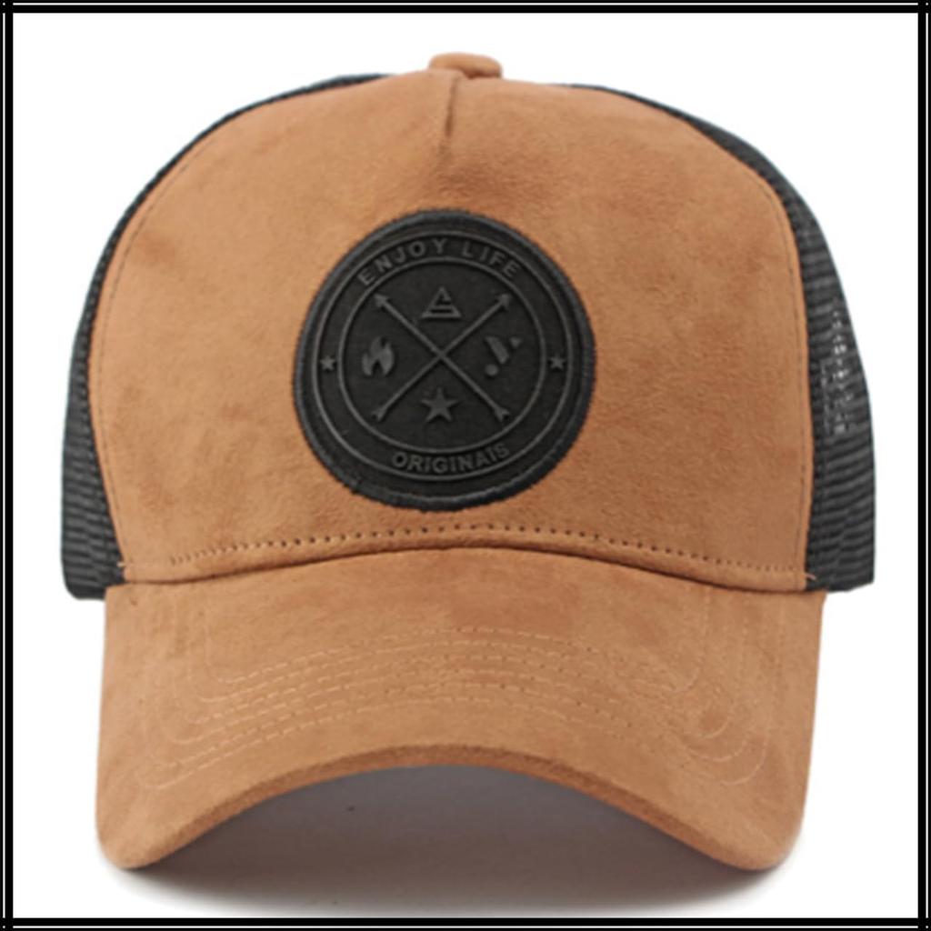 Casual Mesh Cap Hat Logo Design Stylish Sports CZA328 [White Fang] Men's Women's (Khaki)