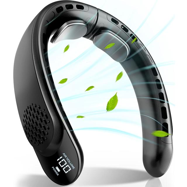 Nackenventilator 4 Turbo Faltbarer Nackenkühler 4000 mAh Akku Blattloser tragbarer Windventilator 3 Geschwindigkeiten Typ-C Wiederaufladbarer Ventilador