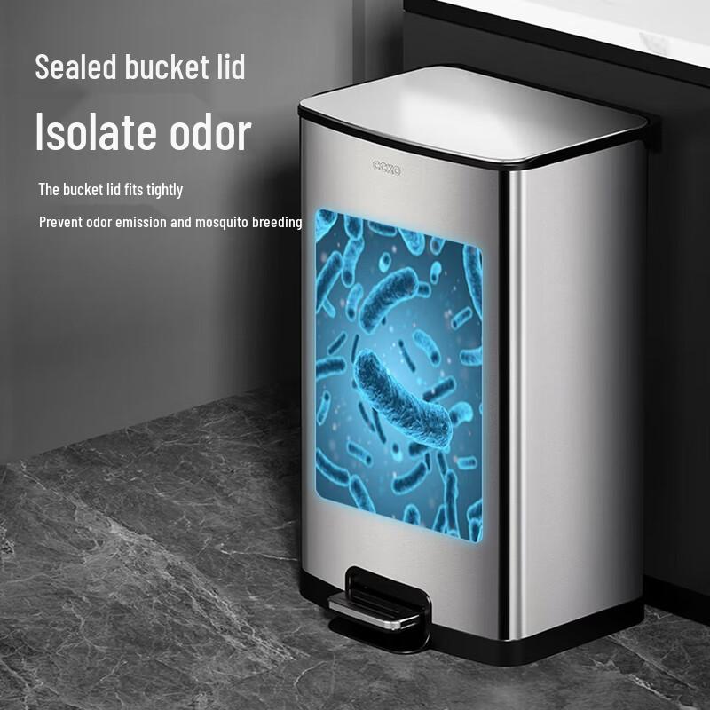 CCKO 30L Stainless Steel Foot Pedal Trash Can