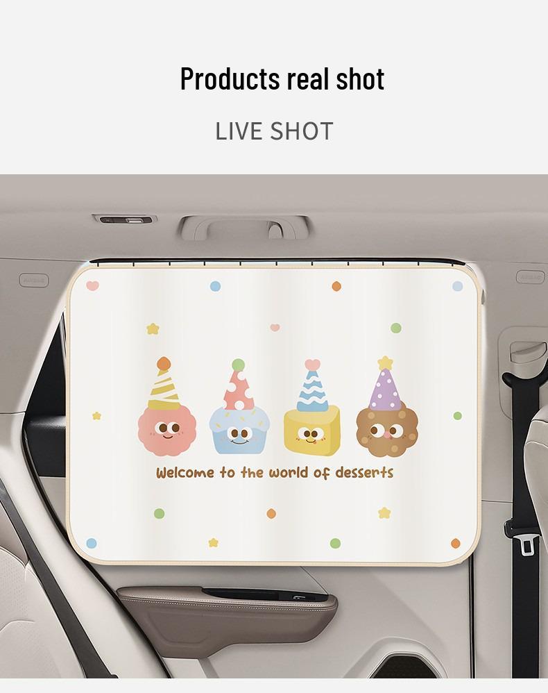 Car Rear Seat Cartoon Sunshade Curtain - Baby Sun Protection & Heat Insulation