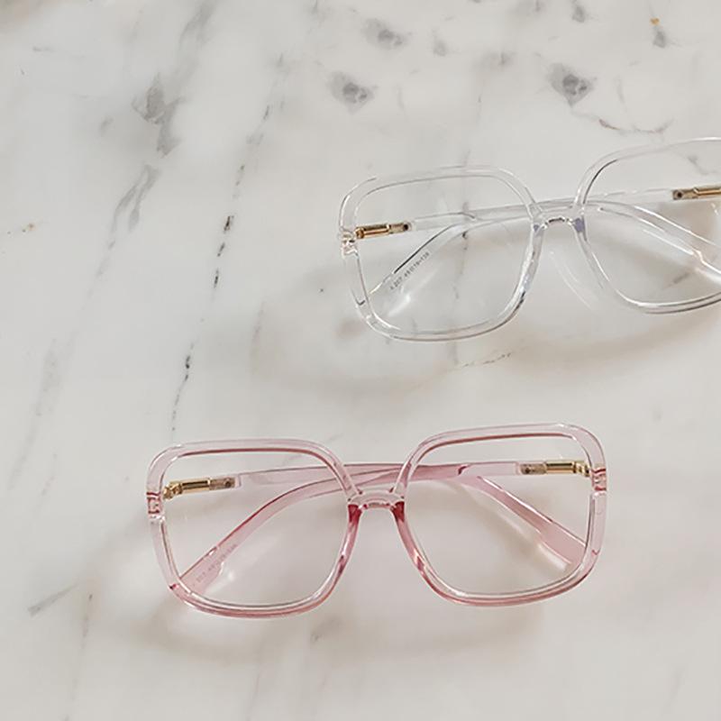 Women Transparent Oversized Square Glasses Frames Fashion Korea Plain Eyewear Zero Points Optical Spectacles