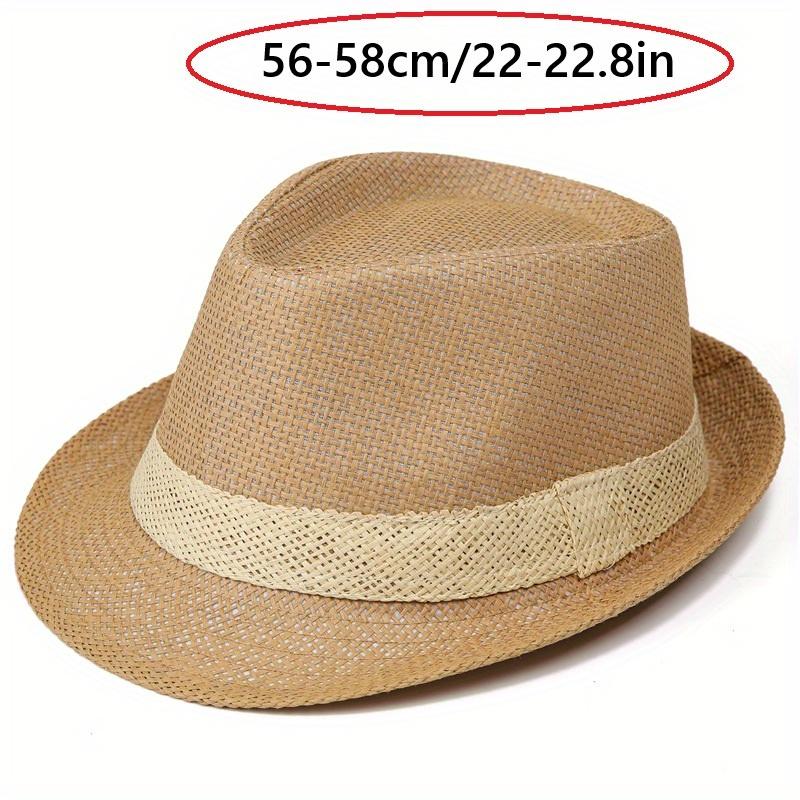 Men'S Breathable Woven Straw Fedora Hat with Rolled Brim - Vintage Style for Sun Protection, Beach, Outdoor Hat, Paper Straw Hat