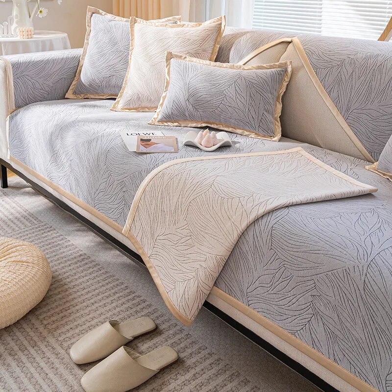 Nordic Jacquard Sofa Cover High Quality Solid Color Non-Slip Sofa Cushion Modern Couch Towel Slipcover Home Living Room Decor