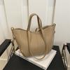 Chic Korean Style Faux Leather Tote Bag for Women, Spacious Structured Shoulder Handbag, Casual Commute Work Bag KTB