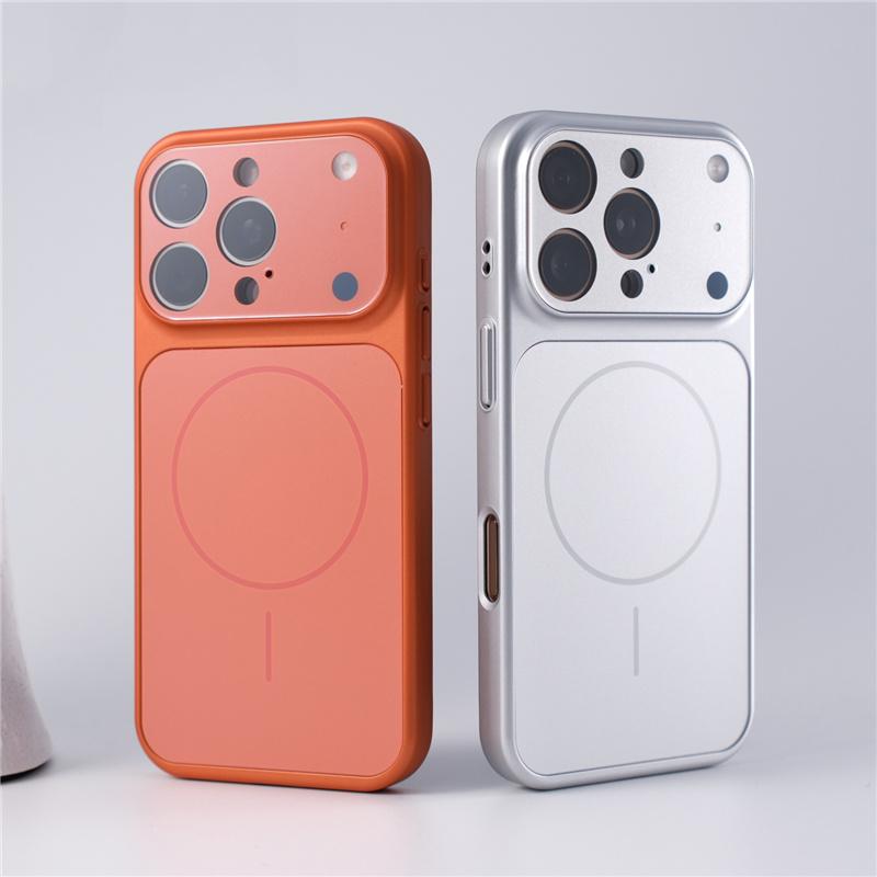 Full Camera Lens Protection Matte Plating Magsafe Case For iPhone 17 Pro Max 15 16 Pro Max 17Air Hit Color Shockproof Hard Back Cover