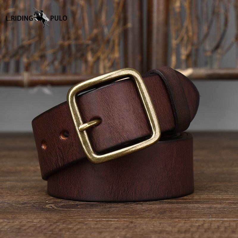 Korean Style Personality Fashion Genuine Leather Pin Buckle Pure Copper Men's Belt Men's Pure Cowhide Versatile Retro Belt