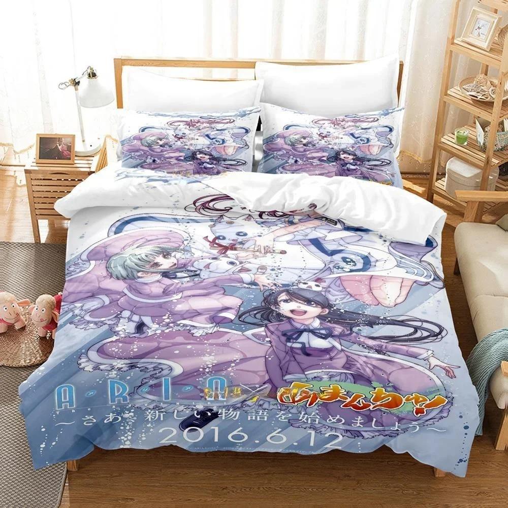 New 3D Anime Bed Sheet Aria the Animation Bedding Set Single Twin Full Queen King Size Bed Set Adult Kid Bedroom Duvetcover Sets