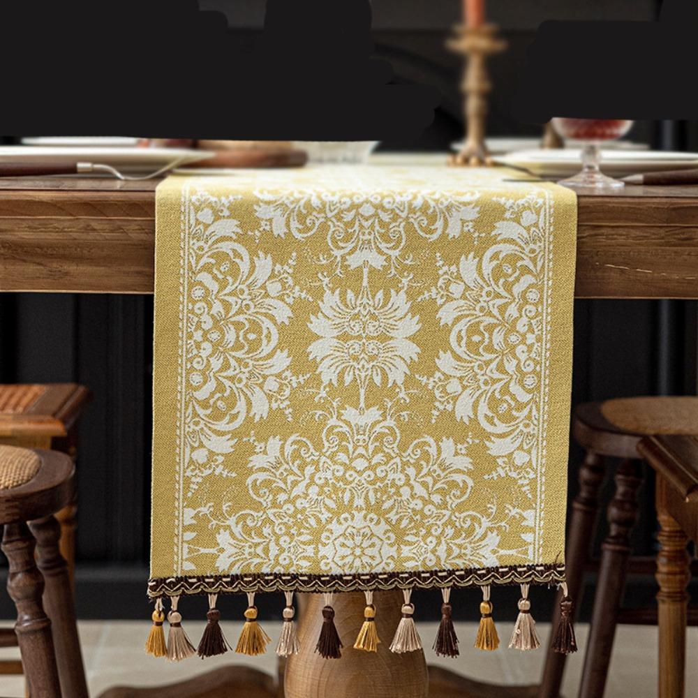 with Tassel Ethnic Style Table Runner Cotton Tablecloth Table Flag Table Cover  Table Decor