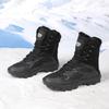 Men's Winter Waterproof Combat Boots - Size 47, Plus Velvet, Shock Absorbing, High-Top Outdoor Mountaineering Shoes