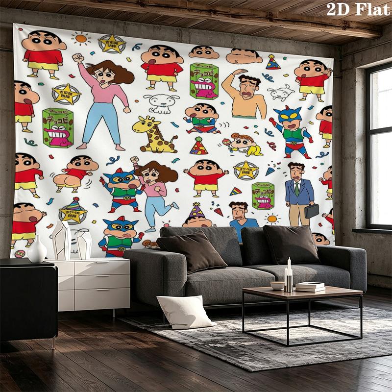 Crayon Shinchan Wall Tapestry Aesthetic Wall Hanging Printed Fabric Blanket Decorative Tapestries For Bedroom Living Room Home Decor