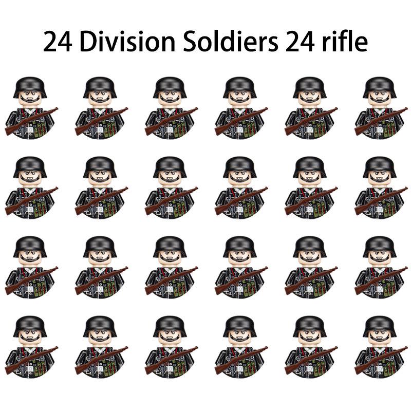 WWII Soldiers Building Block Set: Military Figures, Weapons, and Sandbag Collection