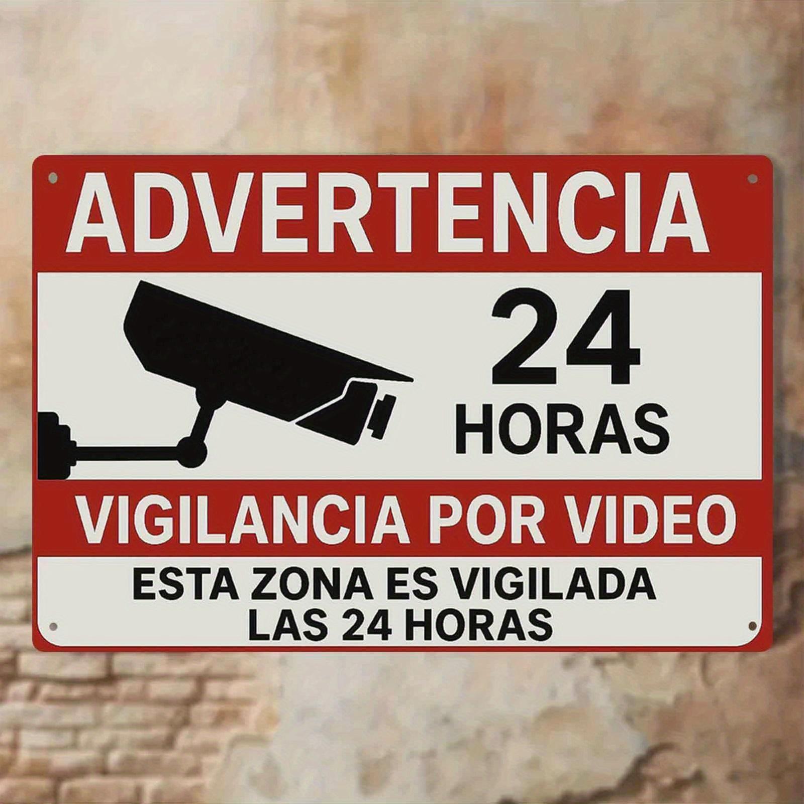 

Spanish Advertencia Horas Vigilancia Por Video Metal Tin Sign Video Surveillance Warning Plaque for Home Business an 20x30cm（7.8x11.8inch）