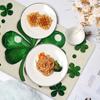 1 Set White Dot Shamrock Lucky Irish St. Patrick'S Day Placemat, Seasonal Spring, 12 x 18 inches, Polyester 100%, Hand Wash Only, Woven