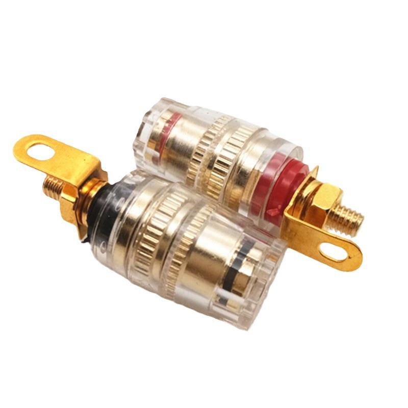 Gold-Plated Copper 520 Medium-Length Binding Post with Transparent Crystal for Audio Amplifiers, Compatible with 4mm Banana Sockets