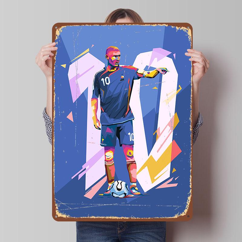 

Soccer Player Pop Art Tinplate Poster Customized Wall Art Vintage Metal Signs Retro Tin Plaque for Living Room Decorations Decor 7.9x11.8In(20x30cm)