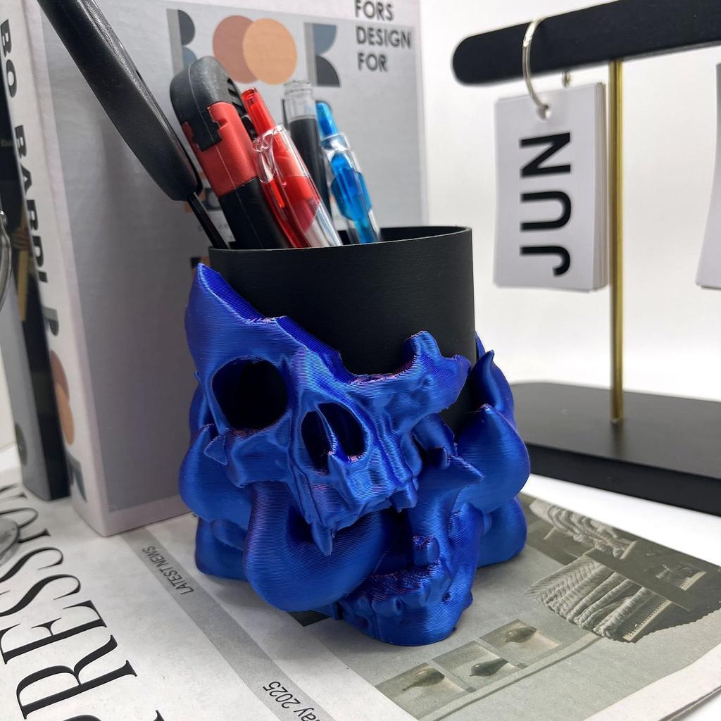 Creative Corrosion Skull Shaped Storage Jar Home Office Desktop Storage Ornaments 3D Printing Horror Storage Decoration Ornament