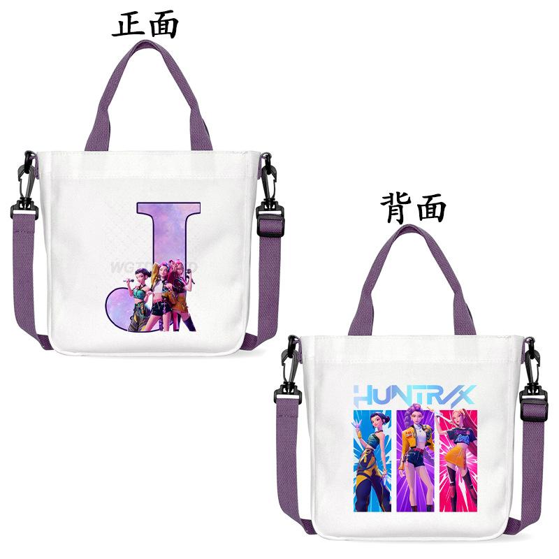 Anime Cartoon Letter Shoulder Bag Versatile Commuter Handbag Large Capacity Student Canvas Bag