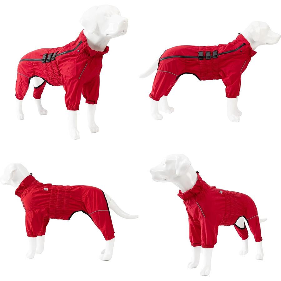 Waterproof Winter Jacket Jacket with Reflective Belt, Lightweight Windproof Jacket, Black Dog Raincoat with Zipper