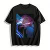 Dark Style Curse Pattern Pink Hair Anime Character Print Top Trendy Unisex Casual T-Shirt Pure Cotton T-shirt