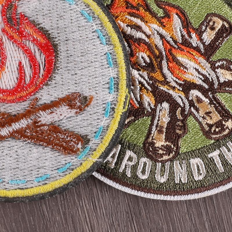 Bonfire Embroidered Patch - Round Cloth Label for DIY Clothing & Accessories