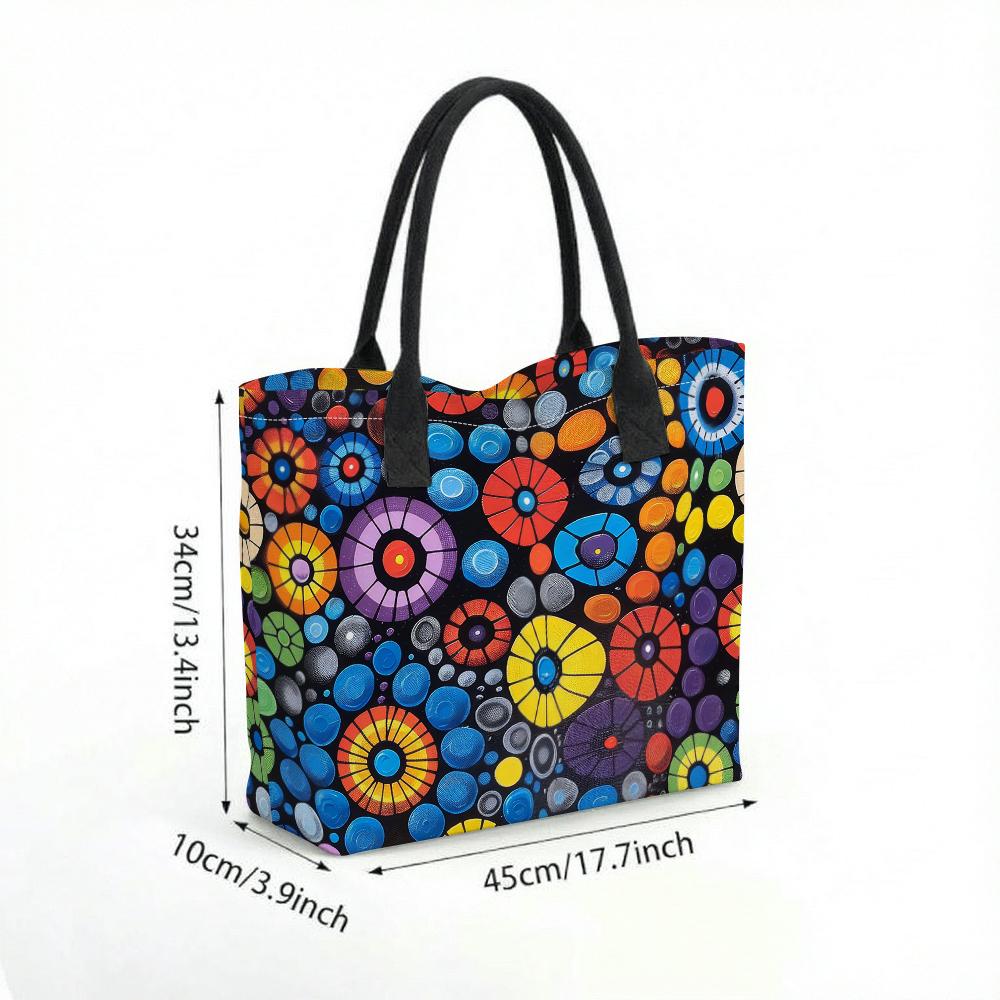  Colorful Floral Print Women Tote Bag Casual Large Capacity Shoulder Handbag for Daily Use