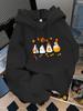Unisex Fall Autumn Halloween Cute Ghost Pumpkin Print Kangaroo Pocket Graphic Hoodie Hooded Sweatshirt Print Casual Top for Daily