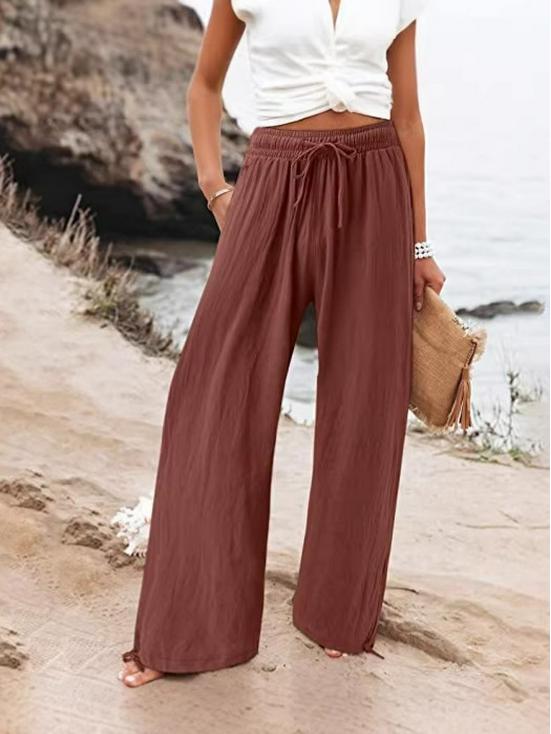 2026 Women's Cotton Linen Casual Solid Color Straight Leg Pants In Thirteen Colors
