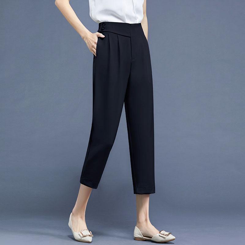 

High-Waisted Petite Suit Pants for Chubby Girls - Spring & Autumn Style, Eight-Point Length, Plus Size L for 110-125 Jin