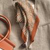 Handmade 71 cotton and linen red geometric square scarf silk scarf women's Korean neck protection small scarf thin headscarf velvet scarf