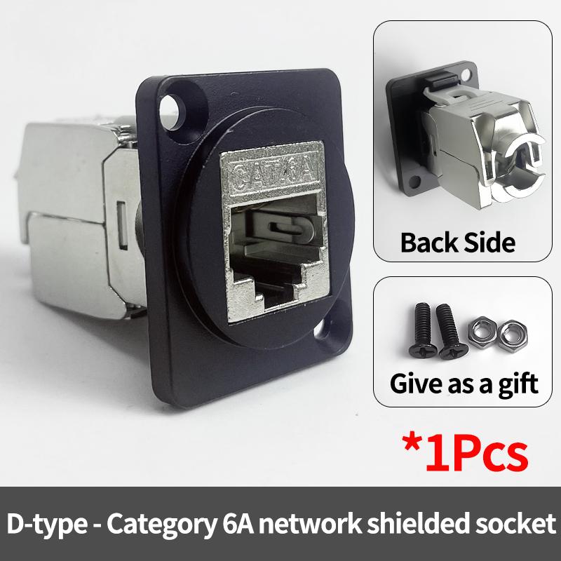 D-Type Panel Mount RJ45 Socket – CAT5e / CAT6 Ethernet Network Connector for Industrial Enclosure, Server Rack & Wall Box Wiring