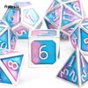 7 Pcs Blue Pink Standard Metal DicePerfect For Rpgs, Board Games, And Card Games.Dice For Games, Dnd Dice Set
