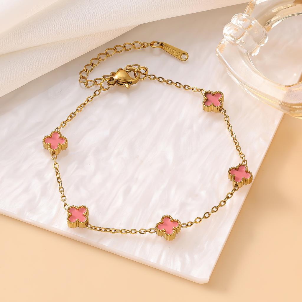 Titanstahl 9mm Glücksklee Armband 18k Damenmode Vielseitiger Schmuck