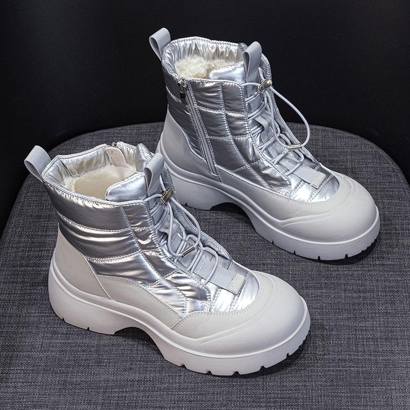 

Повседневные короткие ботинки, зимние ботинки с толстой подошвой, высокие ботинки, ботинки до середины голени 39 серебряный