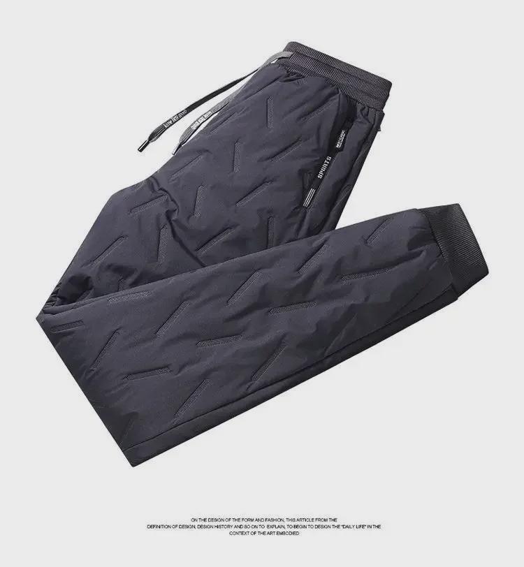 Men's Winter Thick Lambskin Plush Pants - Loose Straight Fit, Warm Cotton, Casual Sports Style, Large Sizes Available