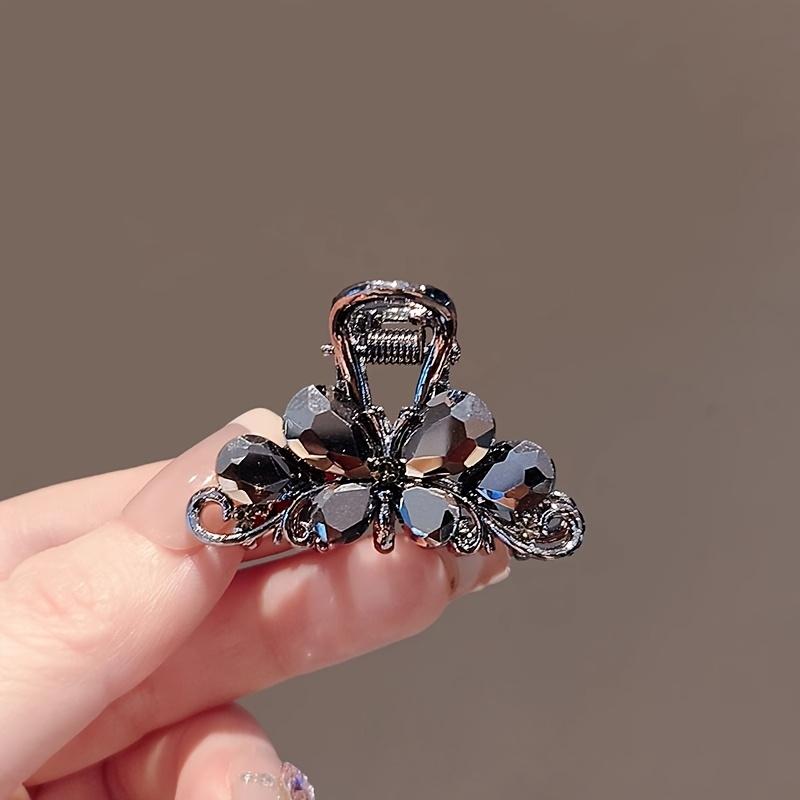 Charming crystal butterfly hair clip, retro alloy mini shark clip, perfect for bangs & half-up hairstyles, ideal Valentine's Day gift.
