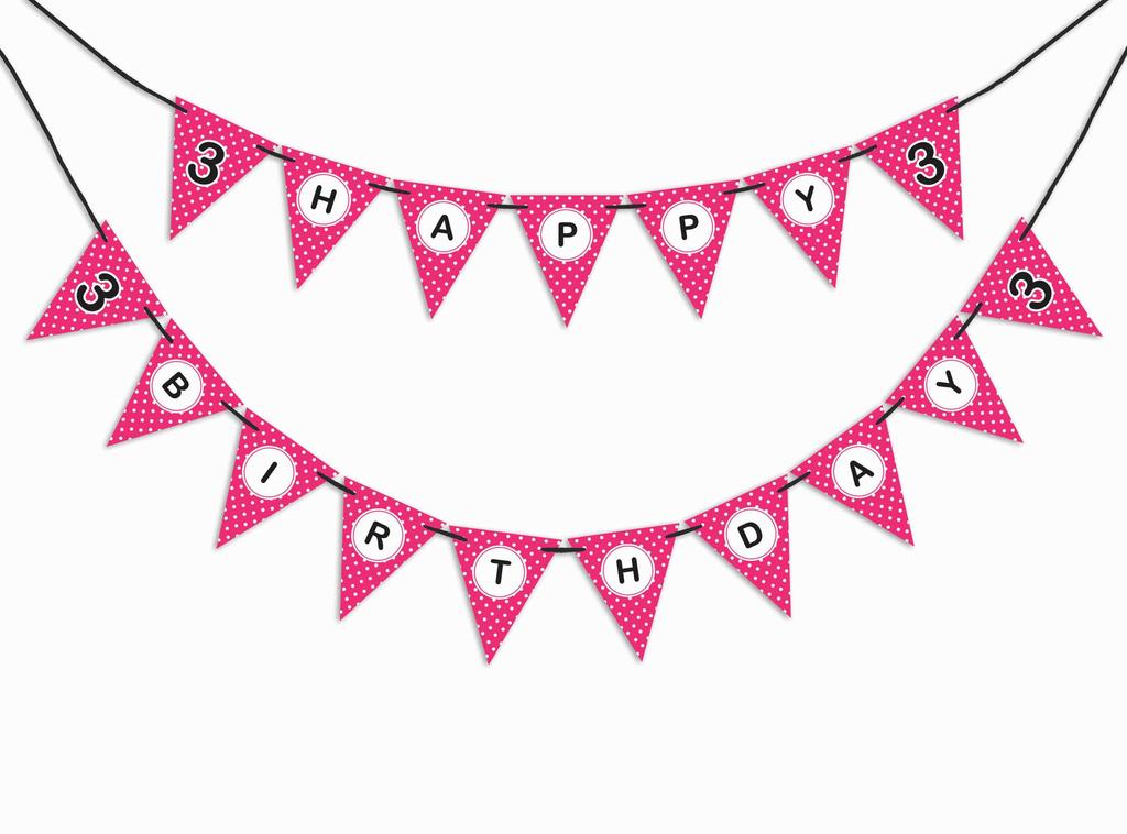 Inkdotpot Birthday Party Decorations Happy Birthday Party Garland Baby Girls Polka Dot Pennant Banner