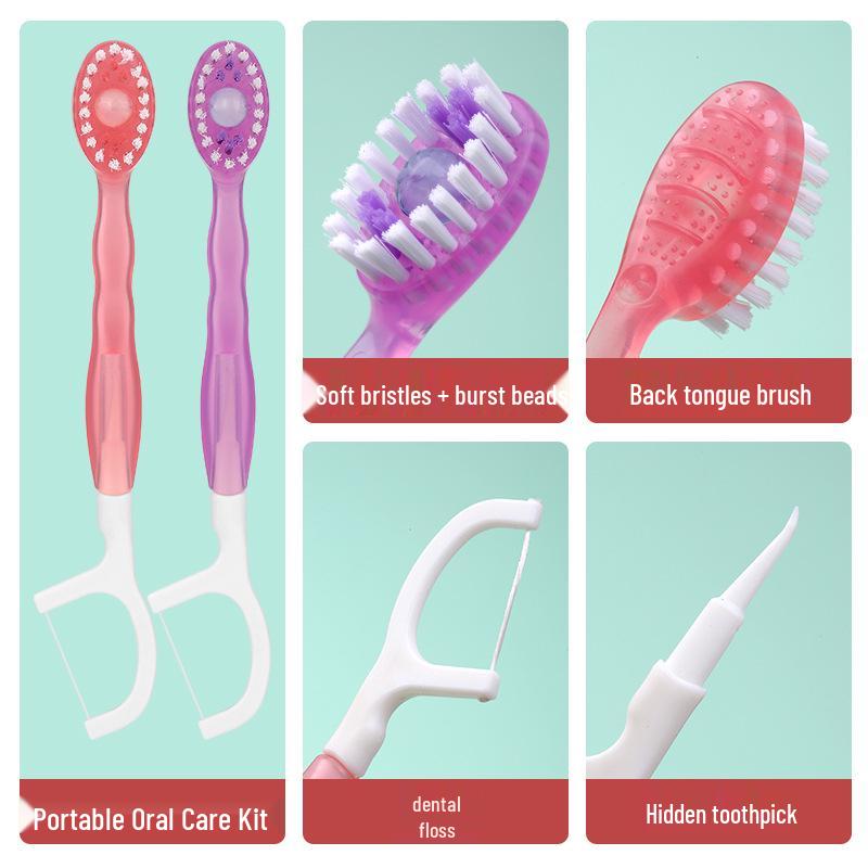 Mini Burst Portable No-Rinse 10-Pc Soft Bristle Travel Toothbrush Set