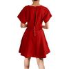 Women's Casual Fashion A-line Skirt Square Tie Button Color Dress