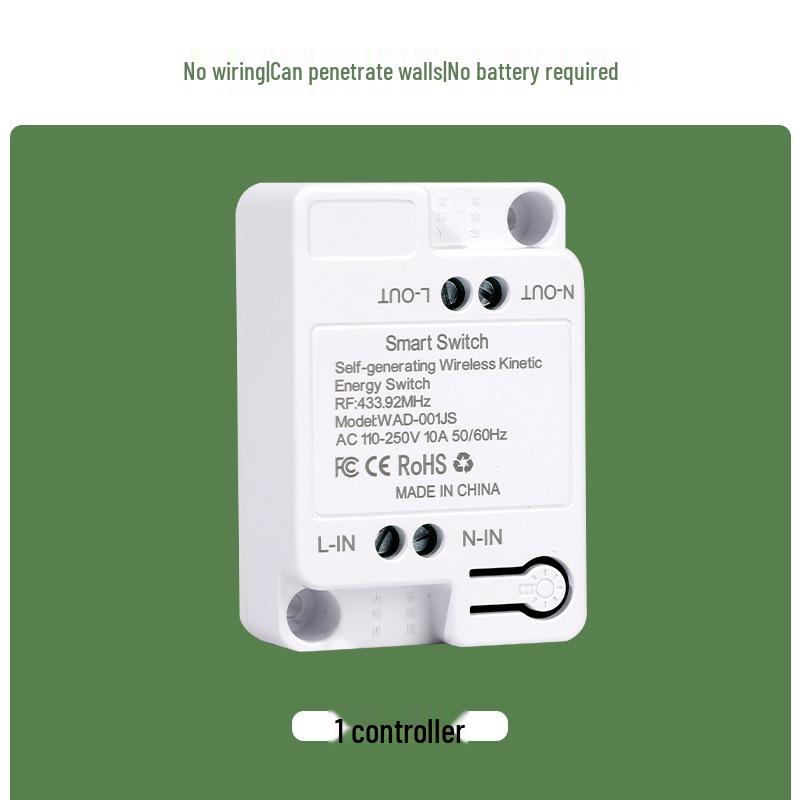 Battery-Free Wireless Switch: Easy Install, Multi-Control, Stick-On Design