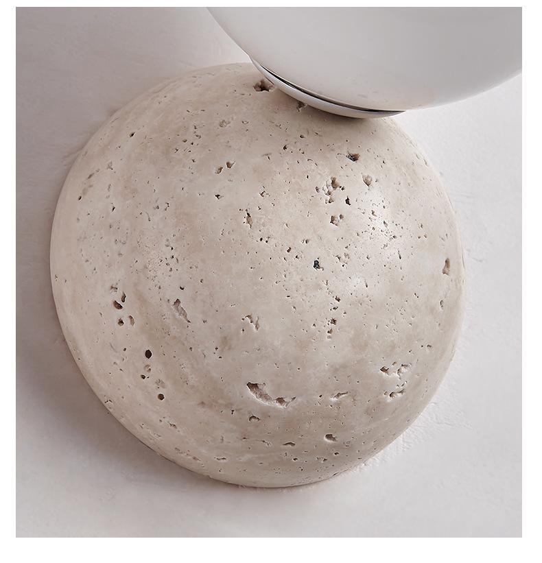 Cream Stone Wall Lamp - Mid-Century Japanese Design for Bedroom & Living Room