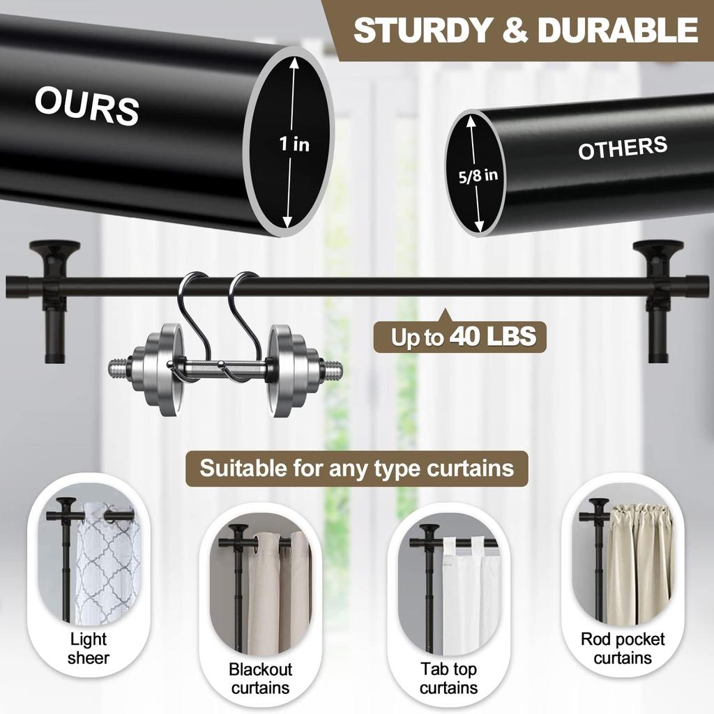 Room No Drilling Curtain Rod Wall Divider for Room Heavy Duty Floor To Ceiling Portable Hanging Room Divders Partitions Space Separator Black Divider,