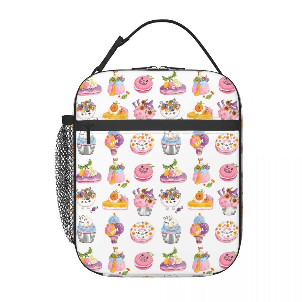Cartoon Donut Ice Cream Pattern Insulated Lunch Bag for Women Kids Leakproof Food Boxes Thermal Lunch Box Tote