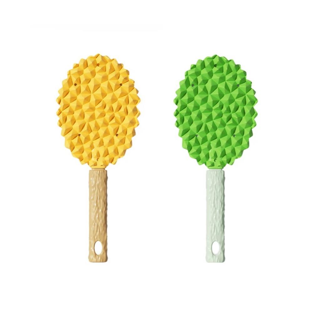 

2 шт. Кисть для груминга питомцев 2 в 1 с отверстием для подвешивания, форма дуриана, скребок для удаления шерсти собак, для кошек с длинной шерстью зелёный/жёлтый