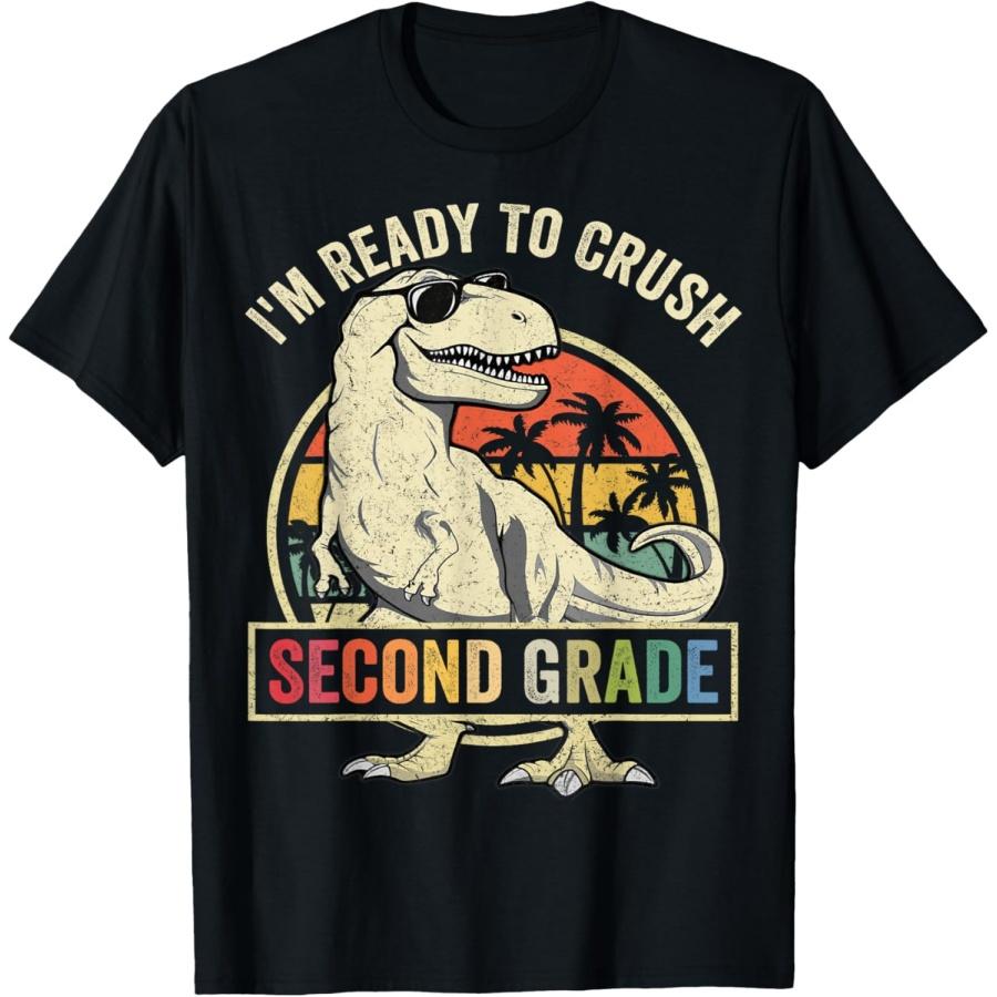 Ready To Crush Second 2nd Grade Dinosaur Back To School Boys T-Shirt XXXXXL чёрный
