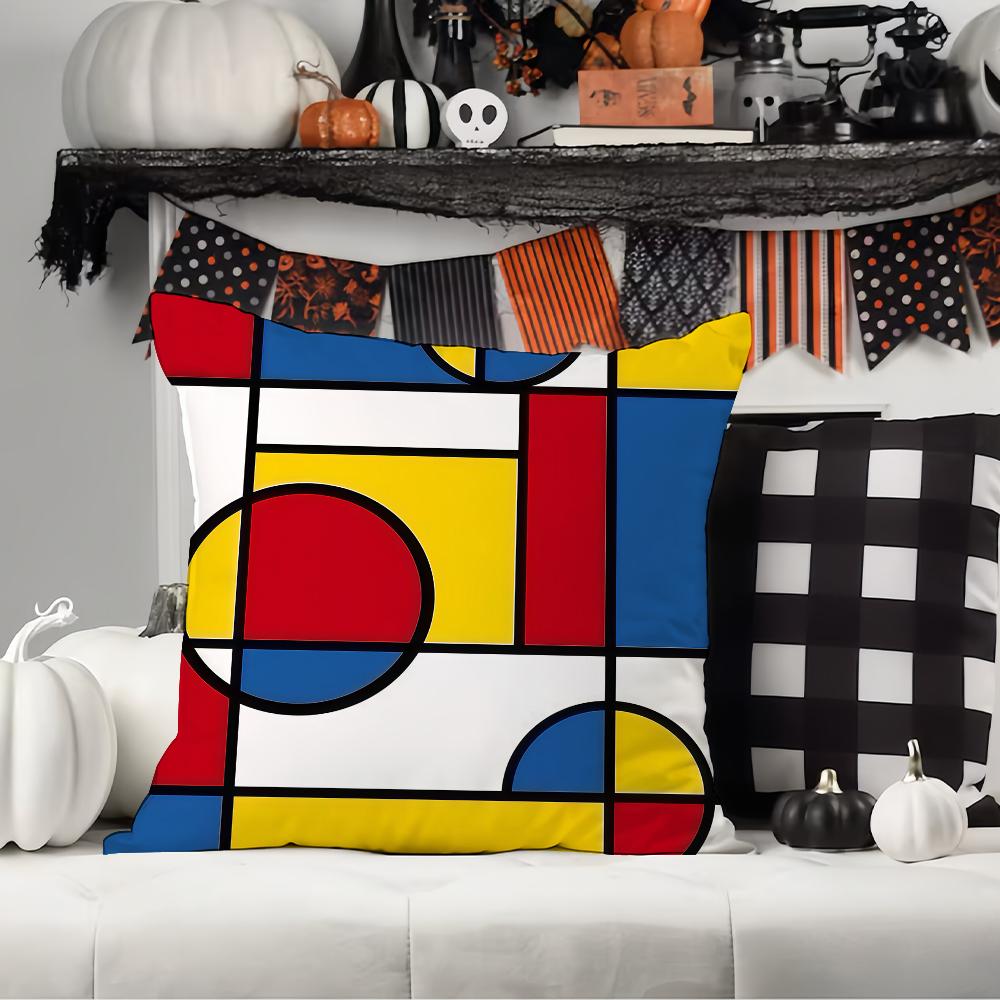 Fashion Print Piet Mondrian Pillow Case Office Cushions Suitable For Sofa Car Bedroom Decorative Cushion Cover