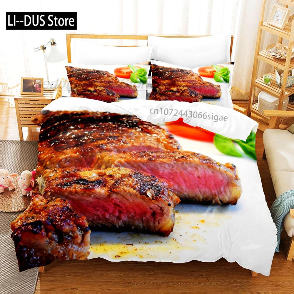 Beefsteak Bedding Set Single Twin Full Queen King Size Bed Set Aldult Kid Bedroom Duvetcover Sets 3D Print Gourmet Steak